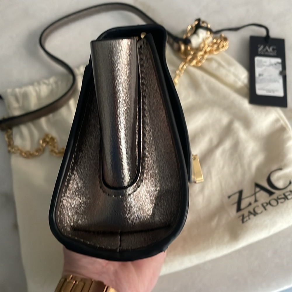 ZAC Zac Posen Eartha Metallic Silver Mini Crossbody Bag $295 Retail dust bag NEW - Picture 10 of 10